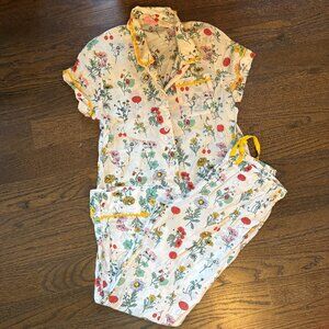 Ban.do Womens Botanical Print Cotton Pajamas Top and Bottom Size Medium